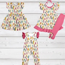 Load image into Gallery viewer, Pretty Feathers Ruffle Sleeve Romper (SWS5048)-Jumpsuits & Rompers-Sparkledots-sparkledots