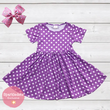 Load image into Gallery viewer, Polka Dot Twirly Dress - Purple (SWS5040)-Dresses-Sparkledots-sparkledots