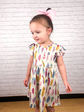 Load image into Gallery viewer, Pretty Feathers Ruffle Sleeve Dress (SWS5025)-Dresses-Sparkledots-sparkledots