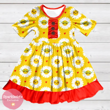 Load image into Gallery viewer, Happy Daisies in Glasses Ruffle Dress (SWS5028)-Dresses-Sparkledots-sparkledots