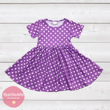 Load image into Gallery viewer, Polka Dot Twirly Dress - Purple (SWS5040)-Dresses-Sparkledots-sparkledots