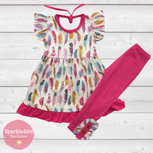 Load image into Gallery viewer, Pretty Feathers Ruffle Sleeve Outfit (SWS5046)-Outfit Sets-Sparkledots-sparkledots