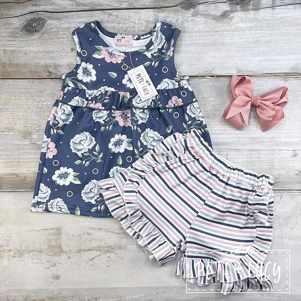 Midnight floral short set