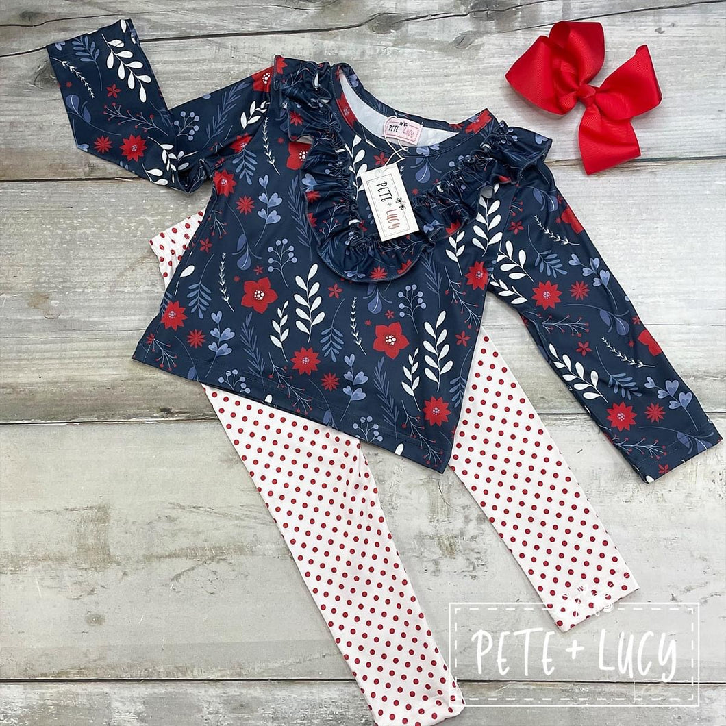 Navy floral pant set