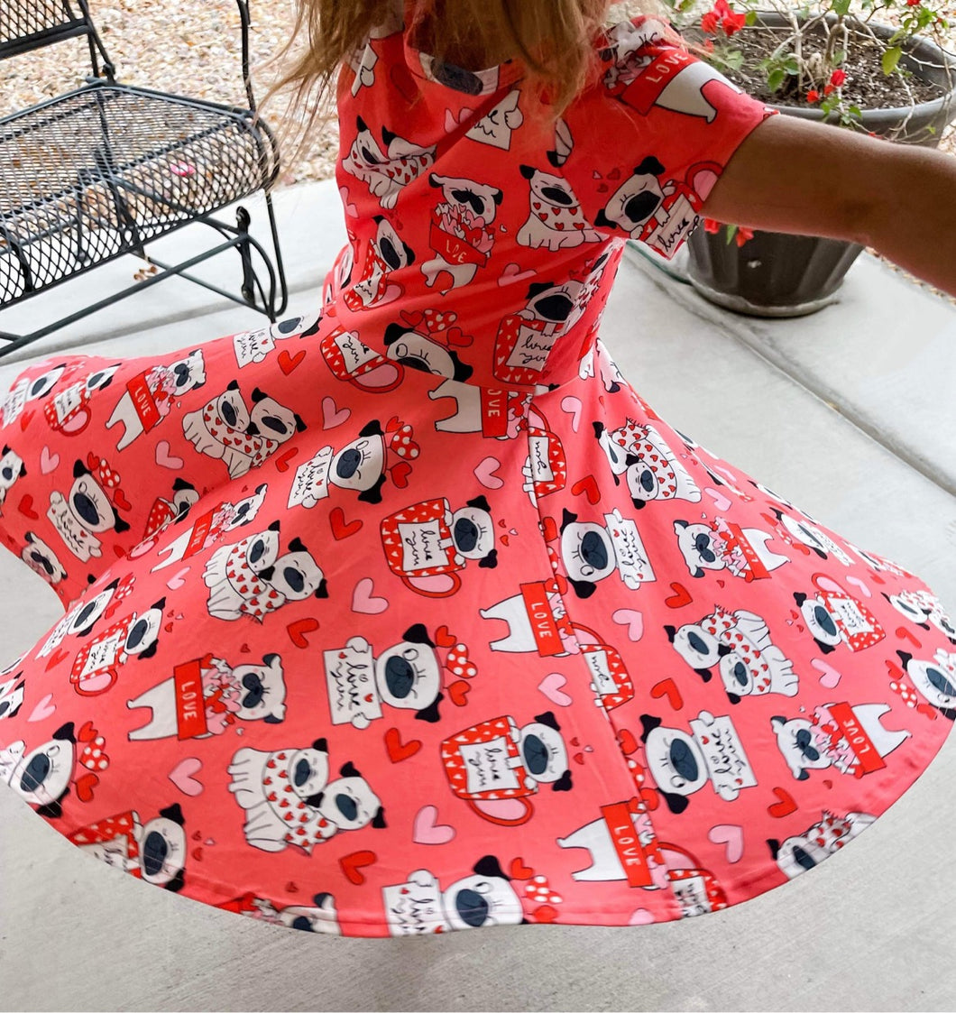 Vday Puppy Twirly dress