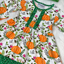 Load image into Gallery viewer, White &amp; Green Pumpkin Printed Long Sleeve Dress
