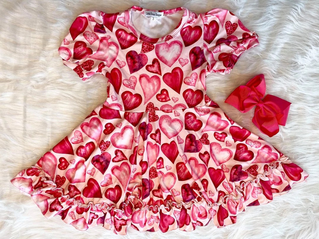 Pink Hearts Twirly dress