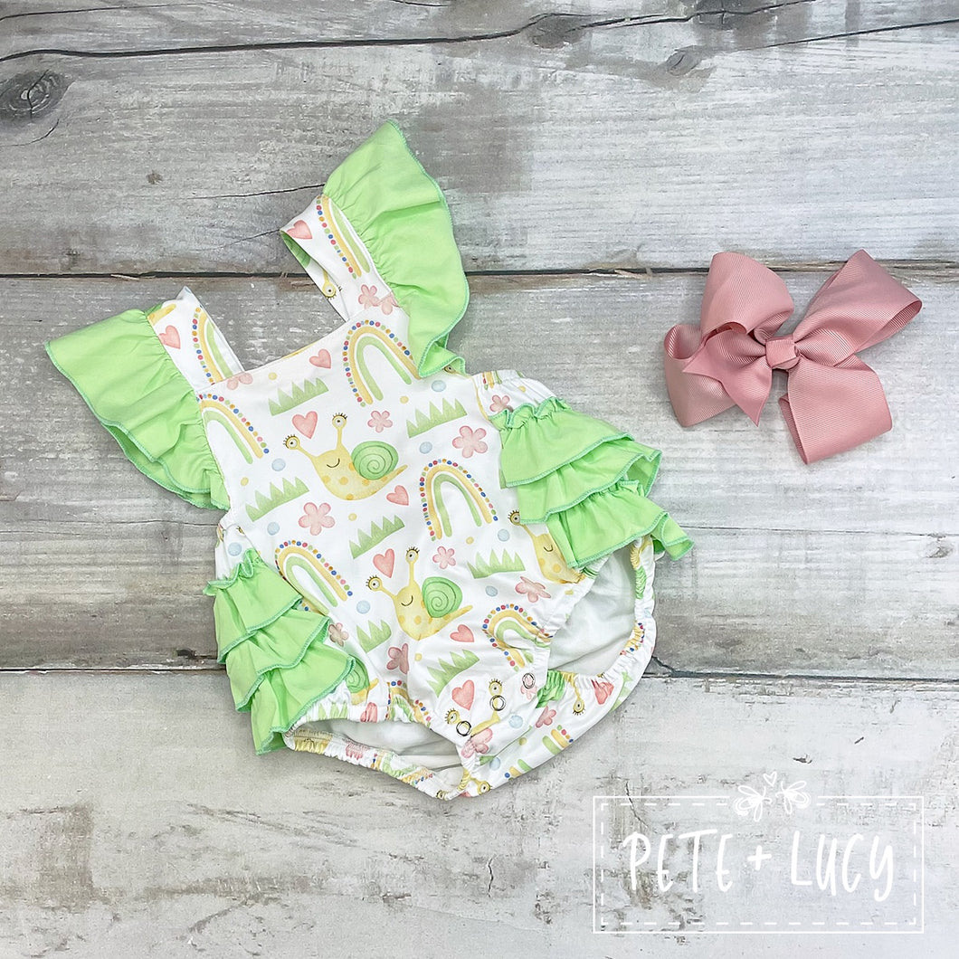Rainbow & snails romper