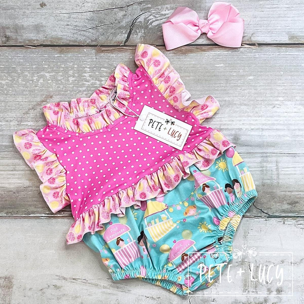 Pink Lemonade Stand Romper **PREORDER