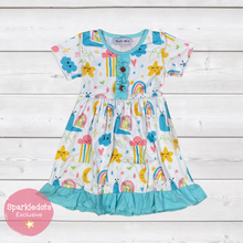 Load image into Gallery viewer, Snails &amp; Rainbows Ruffle Dress (SWS5027)-Dresses-Sparkledots-sparkledots
