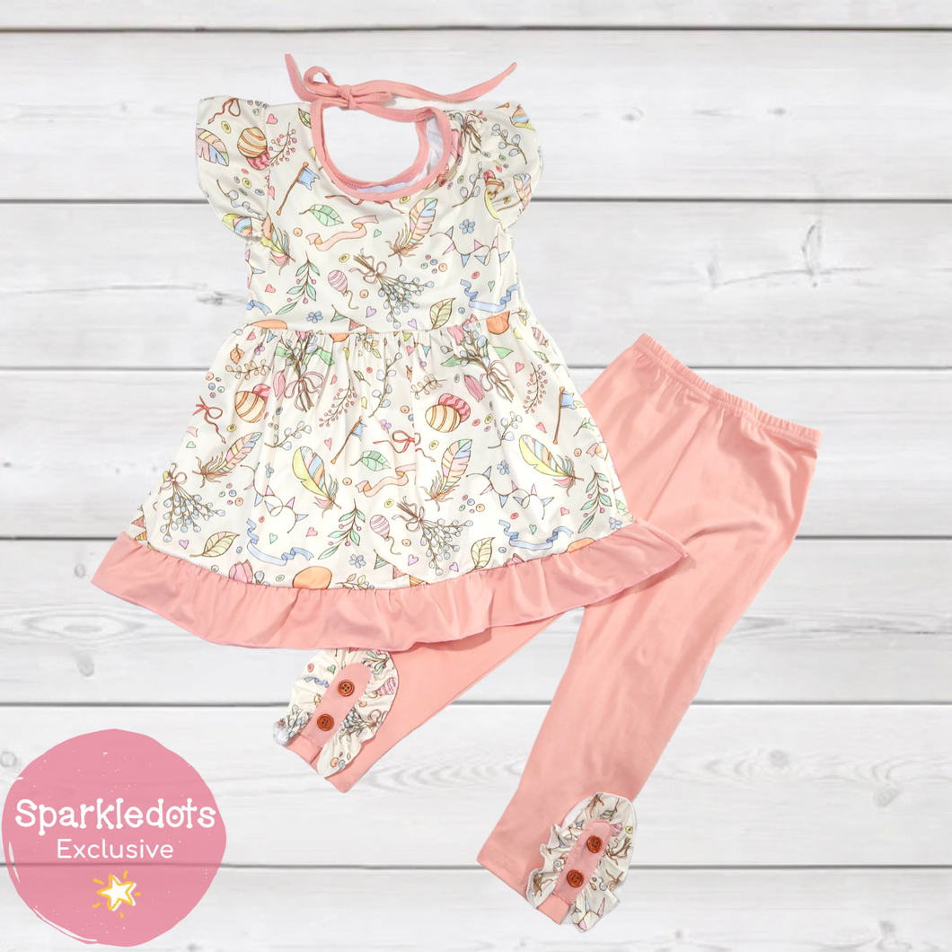 Spring Celebration Ruffle Sleeve Outfit (SWS5045)-Outfit Sets-Sparkledots-sparkledots