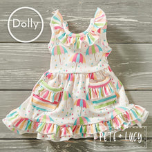 Load image into Gallery viewer, Rainbow Rain Dolly Dress
