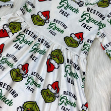 Load image into Gallery viewer, White &quot;Resting Gr!nch Face&quot; Long Sleeve Dress
