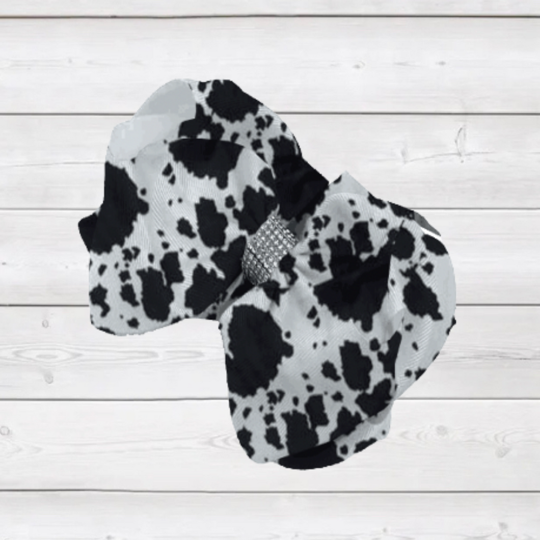 Black Cowprint Bow (FSP2070)-ATPORTMIDSEPT-Sparkledots-sparkledots