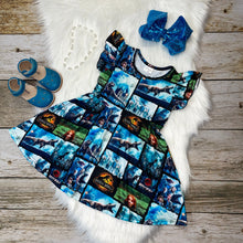 Load image into Gallery viewer, Dinosaur Movie Printed Flutter Sleeve Dress
