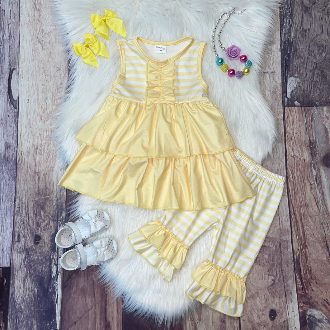 Spring Stripes Tunic & Capris Set - Yellow