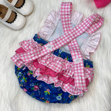 Load image into Gallery viewer, Hot Pink and Navy Blue Floral Ruffle Bubble
