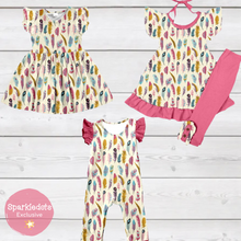 Load image into Gallery viewer, Pretty Feathers Ruffle Sleeve Romper (SWS5048)-Jumpsuits &amp; Rompers-Sparkledots-sparkledots
