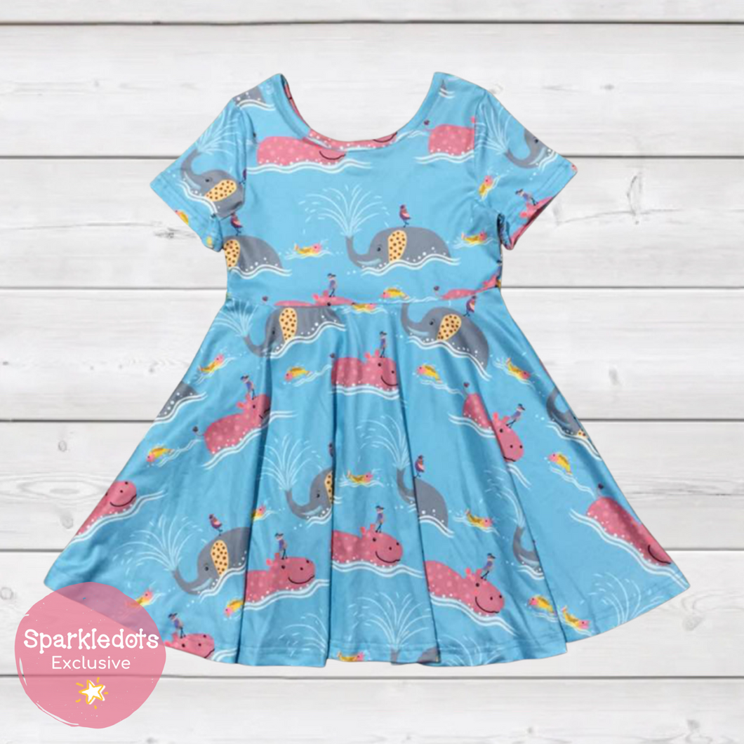 Friends at the Swimming Hole Twirly Dress (SWS4211)-Baby & Toddler Clothing-Sparkledots-sparkledots