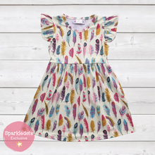 Load image into Gallery viewer, Pretty Feathers Ruffle Sleeve Dress (SWS5025)-Dresses-Sparkledots-sparkledots
