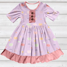 Load image into Gallery viewer, Kitties in the Night Sky Ruffle Dress (SWS5026)-Dresses-Sparkledots-sparkledots
