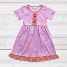 Load image into Gallery viewer, Kitties in the Night Sky Ruffle Dress (SWS5026)-Dresses-Sparkledots-sparkledots
