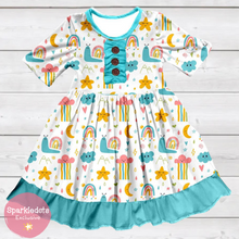 Load image into Gallery viewer, Snails &amp; Rainbows Ruffle Dress (SWS5027)-Dresses-Sparkledots-sparkledots
