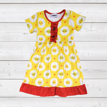 Load image into Gallery viewer, Happy Daisies in Glasses Ruffle Dress (SWS5028)-Dresses-Sparkledots-sparkledots
