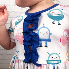 Load image into Gallery viewer, Cute Robots Ruffle Dress (SWS5032)-Dresses-Sparkledots-sparkledots
