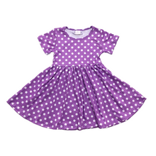 Load image into Gallery viewer, Polka Dot Twirly Dress - Purple (SWS5040)-Dresses-Sparkledots-sparkledots
