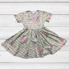 Load image into Gallery viewer, Cute Bunnies on Sage Twirly Dress (SWS5044)-Dresses-Sparkledots-sparkledots
