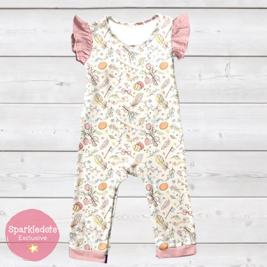 Spring Celebration Ruffle Romper (SWS5047)-Jumpsuits & Rompers-Sparkledots-sparkledots