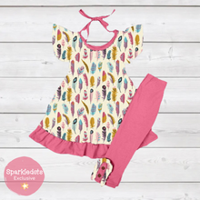 Load image into Gallery viewer, Pretty Feathers Ruffle Sleeve Outfit (SWS5046)-Outfit Sets-Sparkledots-sparkledots
