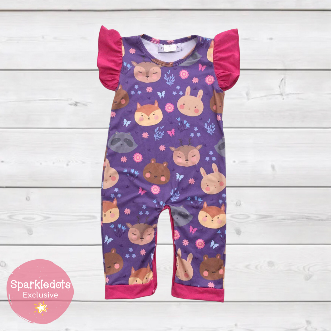 Animal Faces Romper (SWS5115)-Jumpsuits & Rompers-Sparkledots-sparkledots